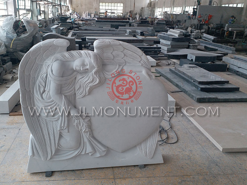 White Marble Angel Headstone, White Hunan Marble Angel Headstone.,and White Marble and Angel Headstone-070