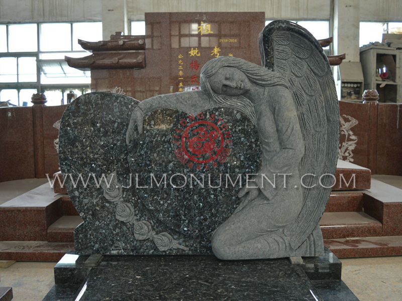 Beautiufl Angel Headstone image,and Blue Pearl and Angel Headstone-076