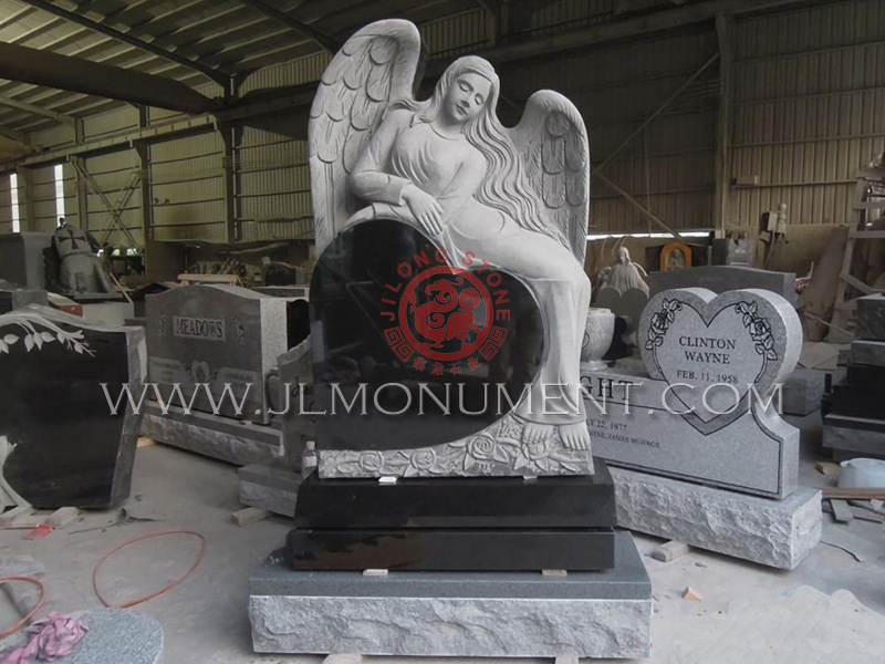 A Black New Design Angel Hadstone,and Indian Black and Angel Headstone-099