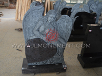 Wholesale A Headstone with a standing angel holding a rose in her right,and Bahama Blue and Angel Headstone-011