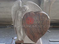 a fully a carved angel on top of the headstone.,and Indian Juparana and Angel Headstone-014