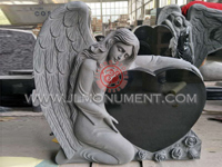 KNEELING ANGEL HEADSTONE WITH A HEART,and Jet Black and Angel Headstone-027
