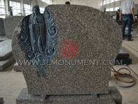 CHINESE Black Granite Ogee Upright Headstone with Angel Engraving,and G664 and Angel Headstone-040