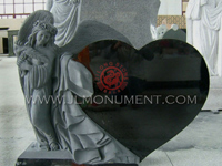 JET Black Granite Heart Angel Headstone,and Absolute Black and Angel Headstone-046