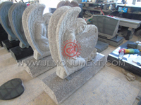 BLACK GRANITE Angel Headstone Designed for Laukaitis Family,and China Pink and Angel Headstone-053