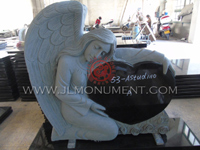 Angel Upright Monument Designed for Engel Family,and Absolute Black and Angel Headstone-057