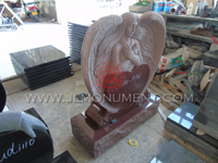 SHANXI BLACK Custom Angel Upright Headstone Designs,and India Red and Angel Headstone-061