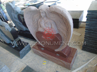 IMPERIAL RED Diamond Etched Angel Headstone monuments,and India Red and Angel Headstone-062
