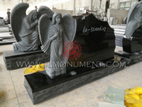 SHANXI BLACK Sculpted Angel Headstone Monument On A Black Granite.,and India Black and Angel Headstone-067