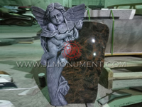Jet Black Carved Angel headstone and Heart Monument,and Indian Aurora and Angel Headstone-072