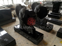 Hot sales China Shanxi Black Granite Single Angel Heart Headstones,and Indian Black and Angel Headstone-082
