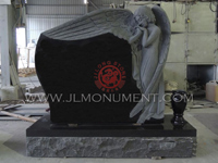 A black beautifully carved headstone of grieving angel,and Indian Black and Angel Headstone-086