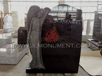 High Quality Handcarved Winged Angel Headstone for Sale, Absolute Black Granite Angel Headstones,and Indian Black and Angel Headstone-101